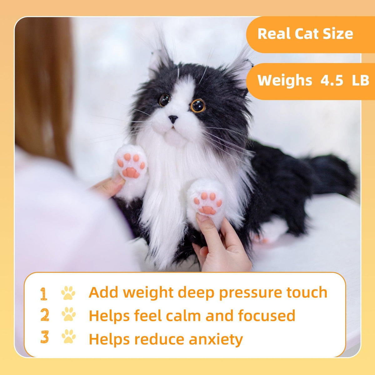 Adopt Sterling the Tuxedo Weighted Plush – Realistic Companion Cat for Adults