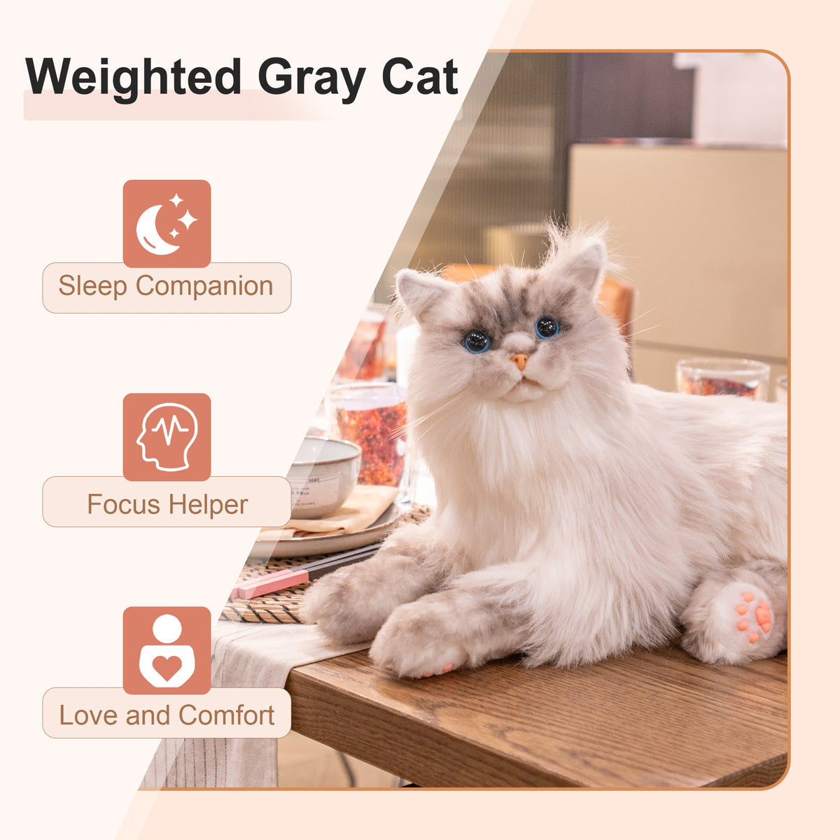 Adopt Tracy the Weighted Cat Plush – 3lbs of Pure Calm